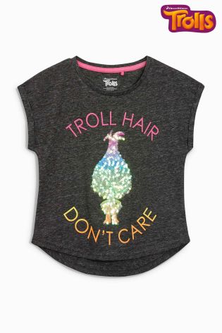 Charcoal Trolls Slogan T-Shirt (3-16yrs)